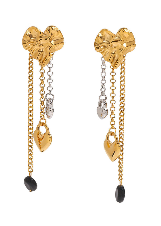 Jieding European and American stainless steel tassel earrings, love earrings, high-quality earrings, titanium steel cross-border jewelry, earrings