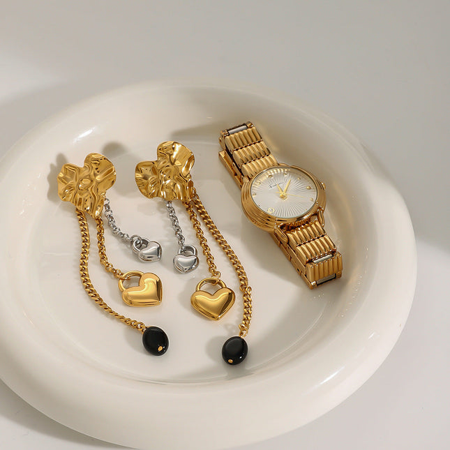 Jieding European and American stainless steel tassel earrings, love earrings, high-quality earrings, titanium steel cross-border jewelry, earrings