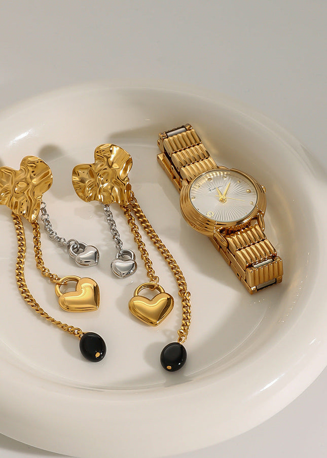 Jieding European and American stainless steel tassel earrings, love earrings, high-quality earrings, titanium steel cross-border jewelry, earrings