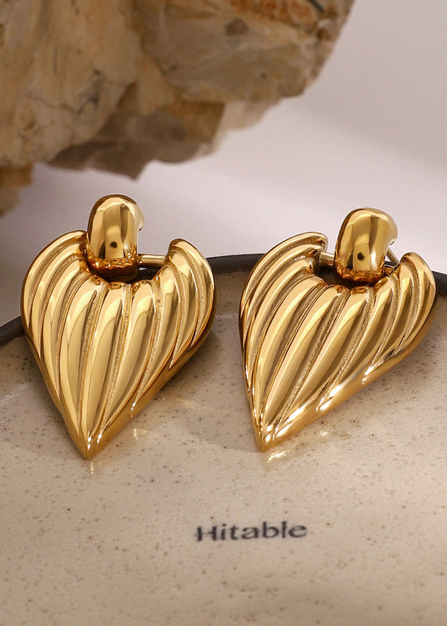 Jieding European and American stainless steel love earrings high-end ins stud earrings 18k gold-plated earrings titanium steel jewelry cross-border