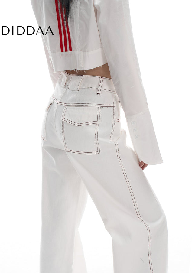Off-White Bash Design Wide-Leg Jeans for Women - Women’s Jeans