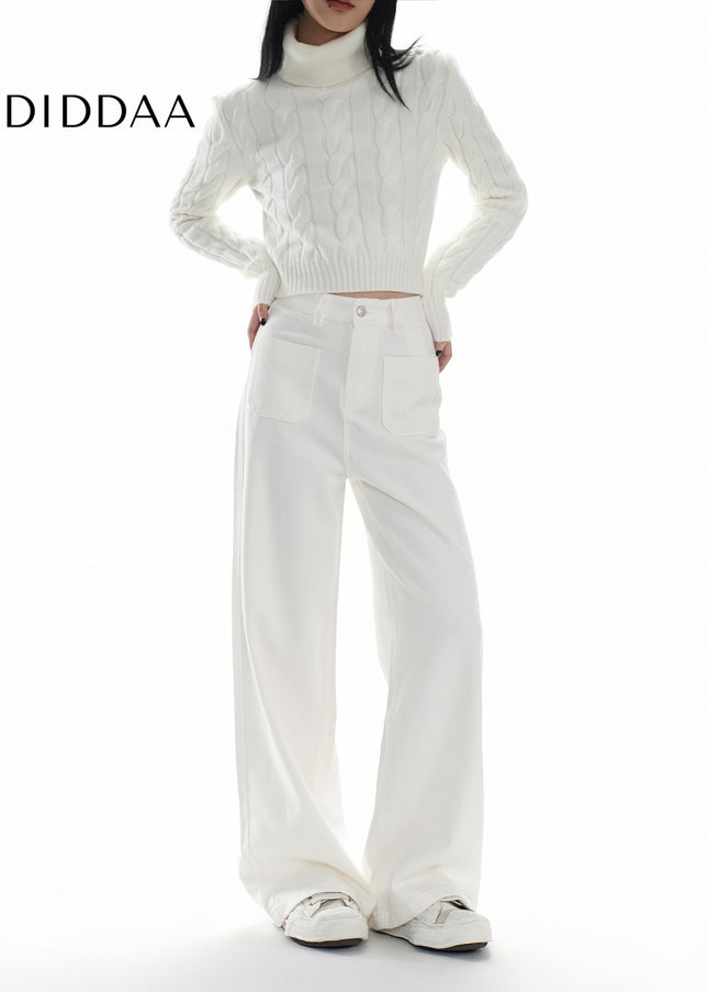 Off-White High Waist Wide-Leg Jeans for Women - XS / White - Women’s Jeans