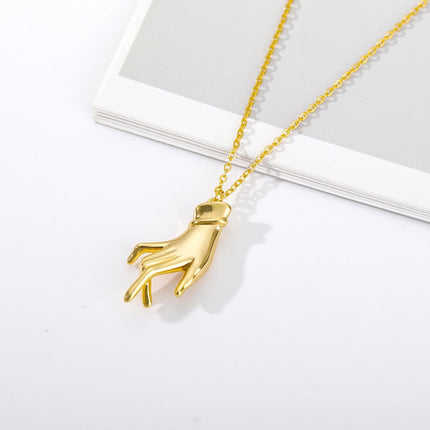 Palm Pendant Necklace | Gold Hand Chain - Gold - Necklaces