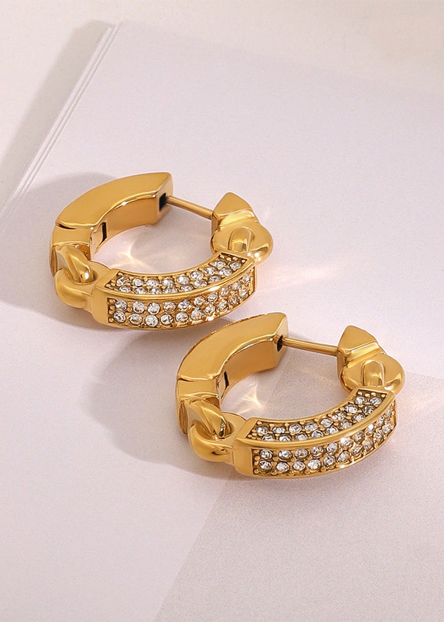 Jieding European and American stainless steel diamond earrings, high-end light luxury earrings, titanium steel stud earrings, earrings, cross-border earrings