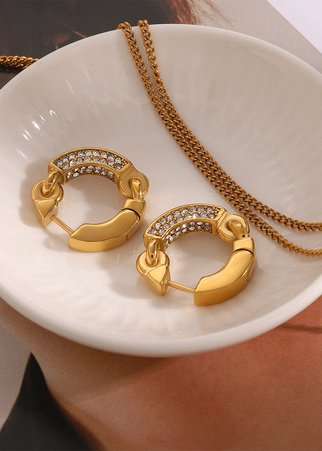 Jieding European and American stainless steel diamond earrings, high-end light luxury earrings, titanium steel stud earrings, earrings, cross-border earrings