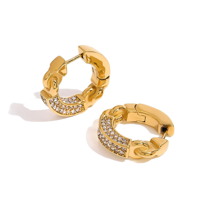 Jieding European and American stainless steel diamond earrings, high-end light luxury earrings, titanium steel stud earrings, earrings, cross-border earrings