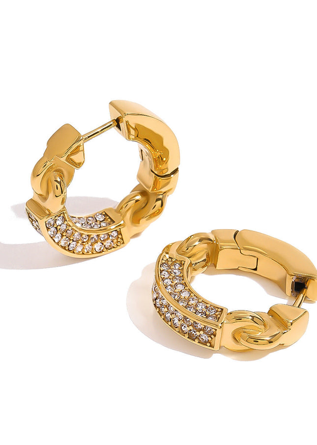 Jieding European and American stainless steel diamond earrings, high-end light luxury earrings, titanium steel stud earrings, earrings, cross-border earrings