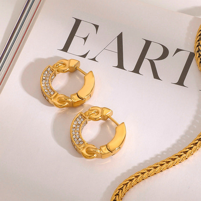 Jieding European and American stainless steel diamond earrings, high-end light luxury earrings, titanium steel stud earrings, earrings, cross-border earrings