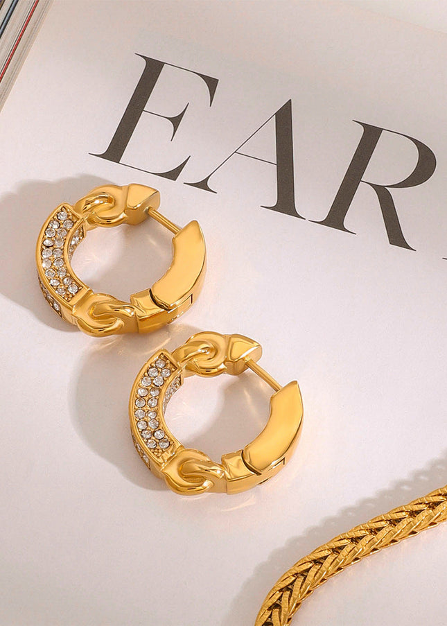 Jieding European and American stainless steel diamond earrings, high-end light luxury earrings, titanium steel stud earrings, earrings, cross-border earrings