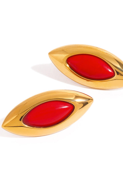 Jieding European and American stainless steel red agate earrings light luxury high-end earrings niche earrings titanium steel jewelry cross-border