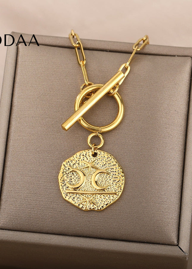 Parle Necklace | Gold Moon & Stars Chain - Necklaces