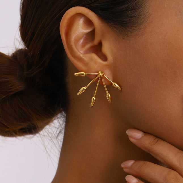 Jieding European and American stainless steel retro gold stud earrings luxury ins earrings titanium steel earrings cross-border earrings