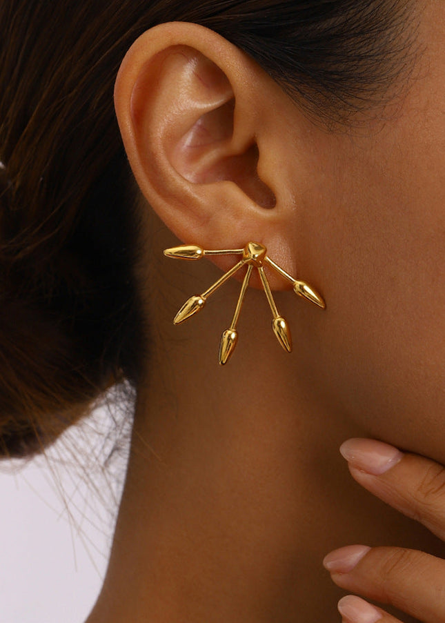 Jieding European and American stainless steel retro gold stud earrings luxury ins earrings titanium steel earrings cross-border earrings