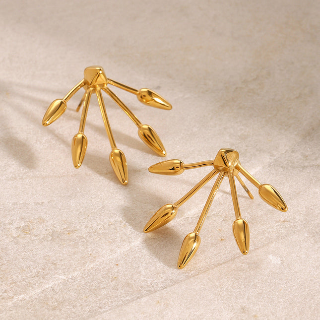 Jieding European and American stainless steel retro gold stud earrings luxury ins earrings titanium steel earrings cross-border earrings