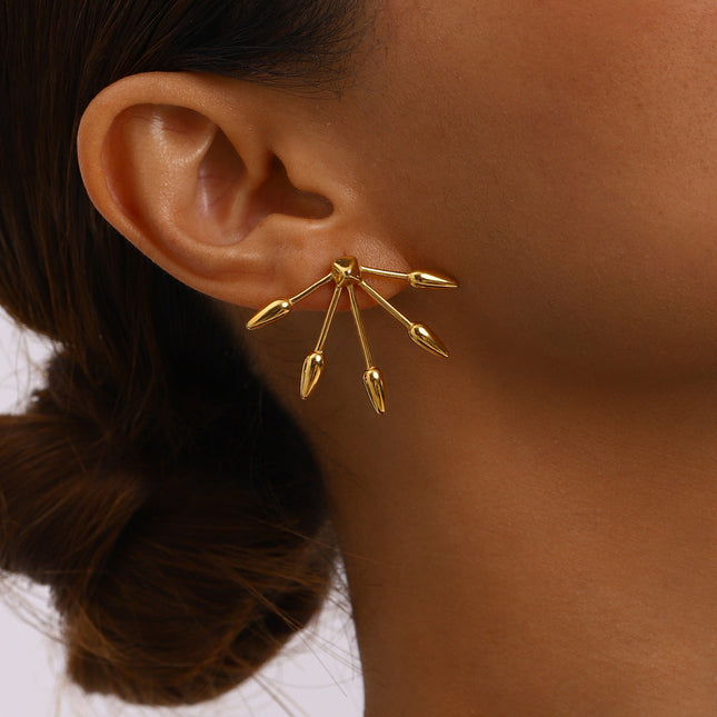 Jieding European and American stainless steel retro gold stud earrings luxury ins earrings titanium steel earrings cross-border earrings