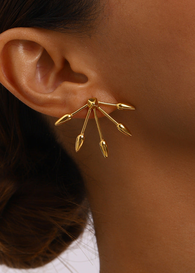 Jieding European and American stainless steel retro gold stud earrings luxury ins earrings titanium steel earrings cross-border earrings