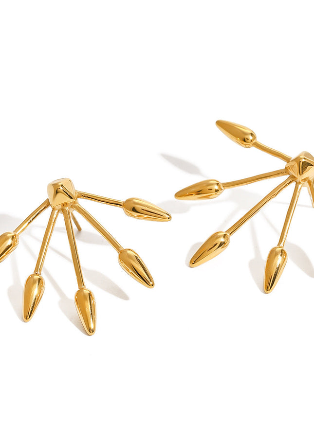 Jieding European and American stainless steel retro gold stud earrings luxury ins earrings titanium steel earrings cross-border earrings