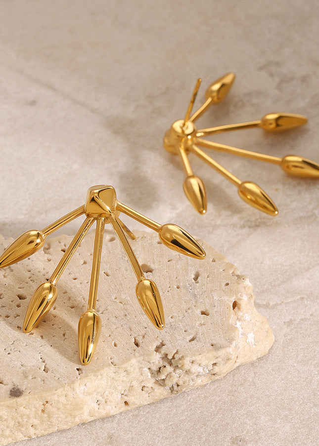 Jieding European and American stainless steel retro gold stud earrings luxury ins earrings titanium steel earrings cross-border earrings