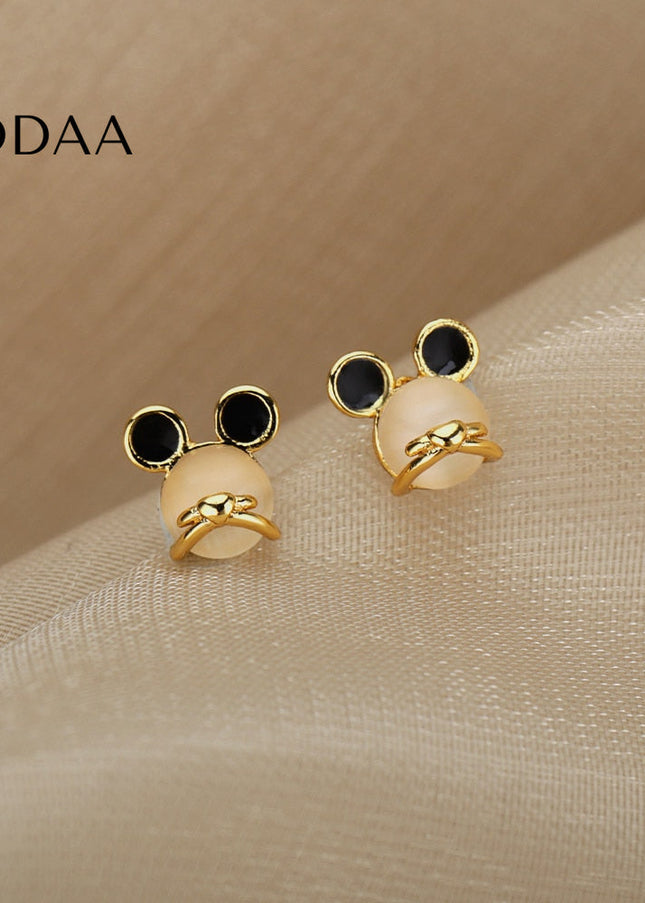 Passe Earrings | Gold White Opal Stud Earrings - Earrings