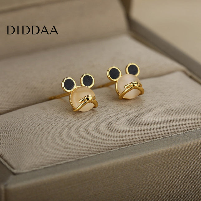 Passe Earrings | Gold White Opal Stud Earrings - Earrings