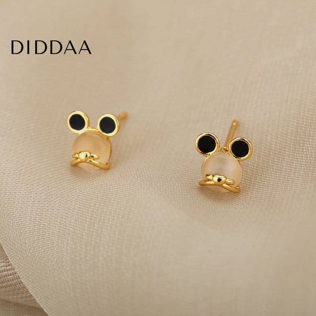 Passe Earrings | Gold White Opal Stud Earrings - Earrings