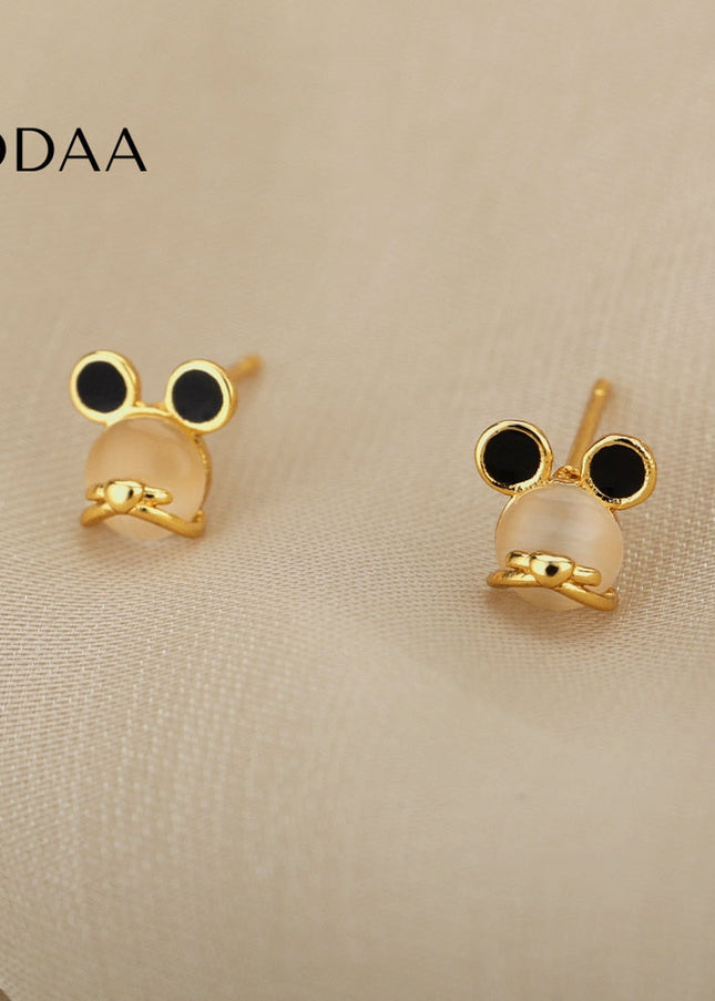 Passe Earrings | Gold White Opal Stud Earrings - Earrings