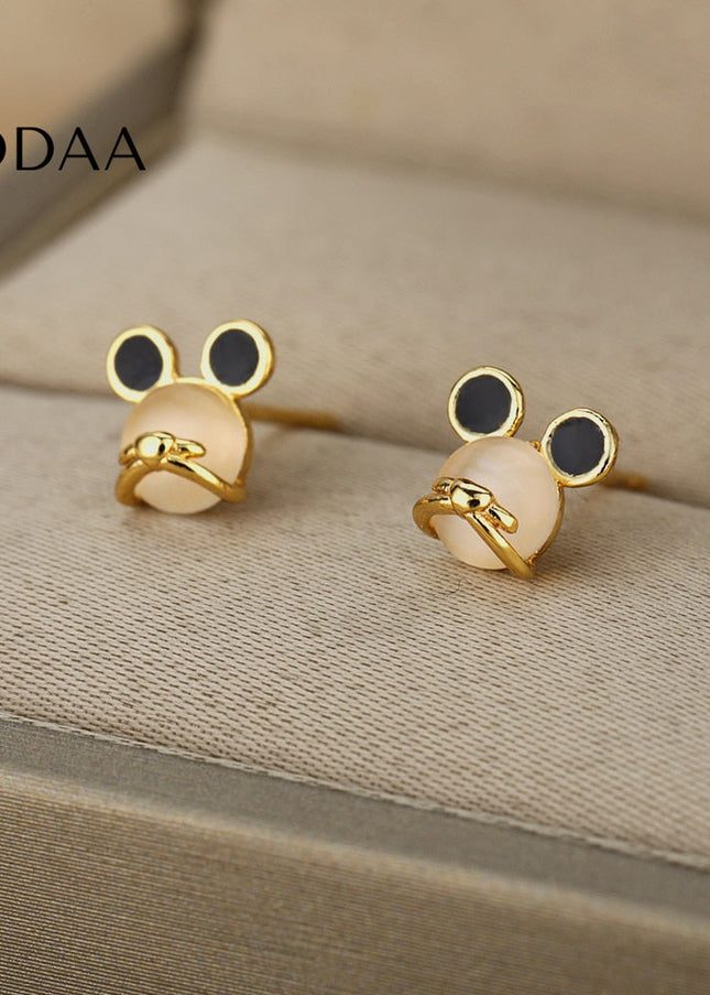 Passe Earrings | Gold White Opal Stud Earrings - Earrings