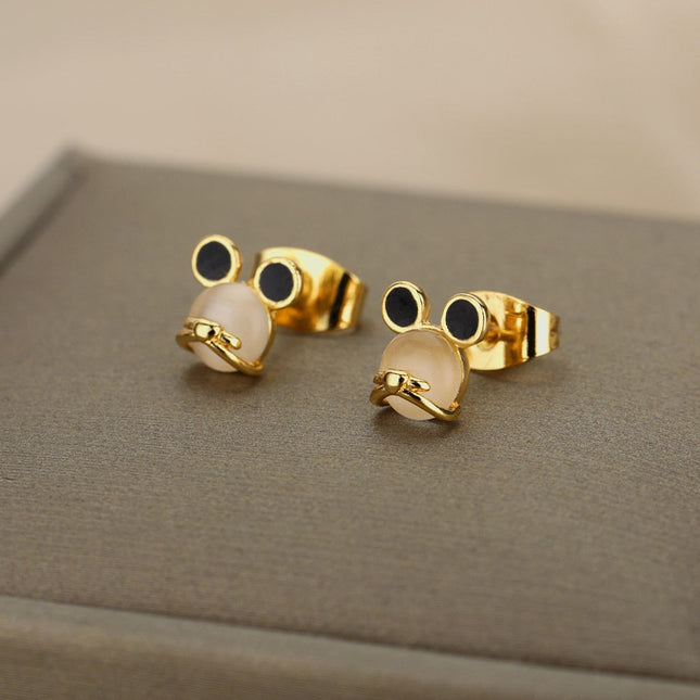 Passe Earrings | Gold White Opal Stud Earrings - Gold - Earrings