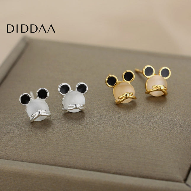 Passe Earrings | Gold White Opal Stud Earrings - Silver - Earrings