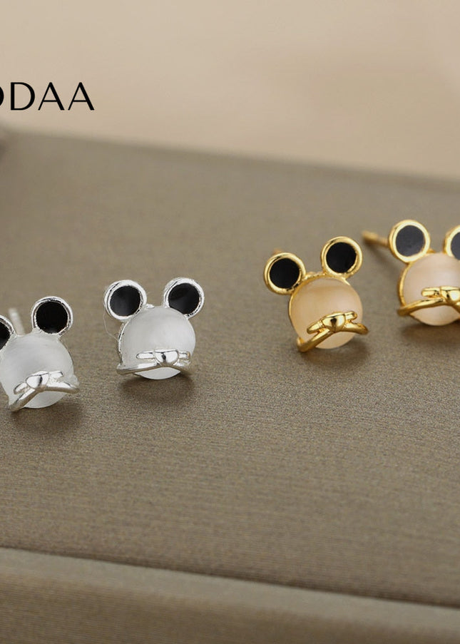 Passe Earrings | Gold White Opal Stud Earrings - Silver - Earrings