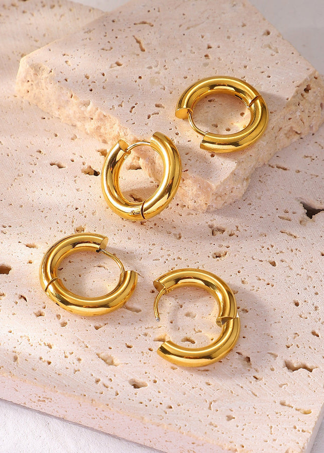 European and American INS Internet celebrities with the same style earrings 4mm thick inner diameter 12mm classic stainless steel hoop earrings women's jewelry