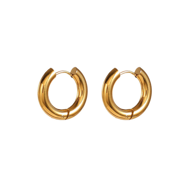 European and American INS Internet celebrities with the same style earrings 4mm thick inner diameter 12mm classic stainless steel hoop earrings women's jewelry
