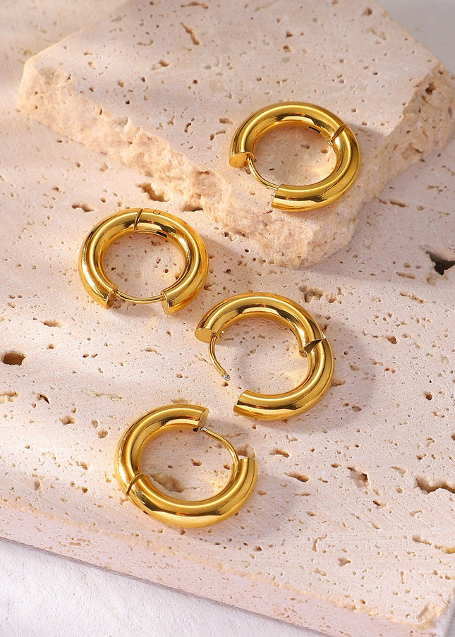 European and American INS Internet celebrities with the same style earrings 4mm thick inner diameter 12mm classic stainless steel hoop earrings women's jewelry