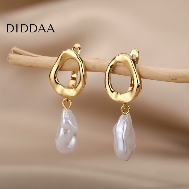 Pearlly Earrings | Gold Pearl Drop Earrings - Gold - Earrings