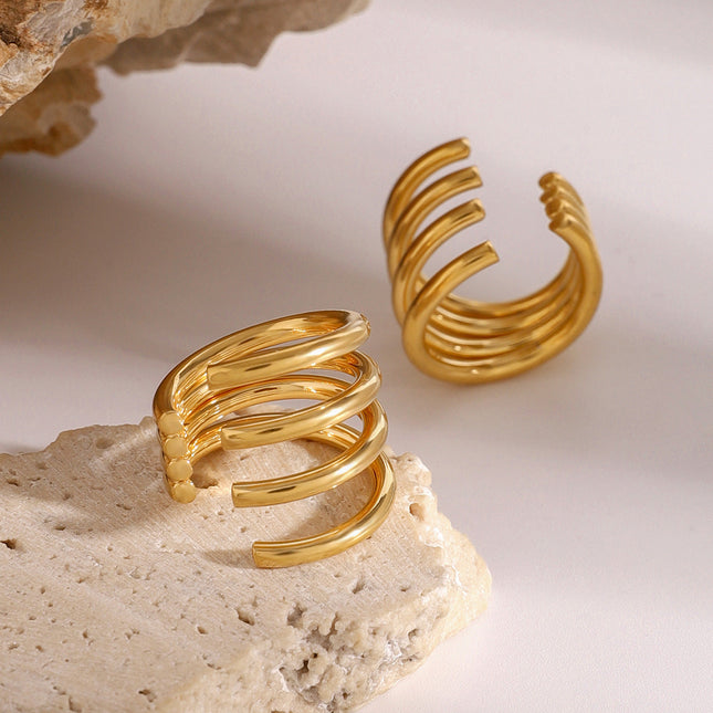 Jieding European and American stainless steel geometric ear clips, high-end niche ear rings, titanium steel ear buckles, non-fading ear jewelry, cross-border