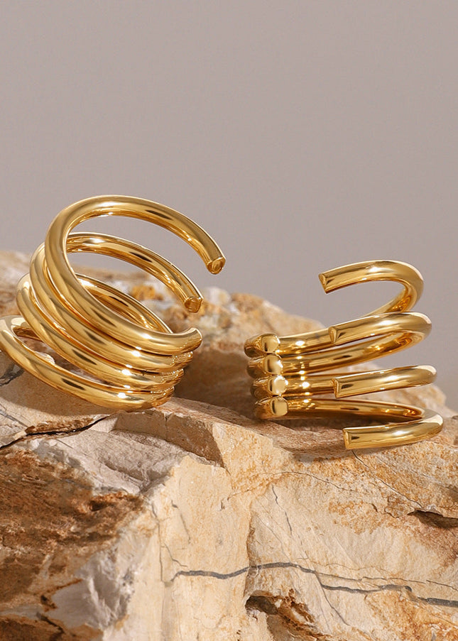 Jieding European and American stainless steel geometric ear clips, high-end niche ear rings, titanium steel ear buckles, non-fading ear jewelry, cross-border