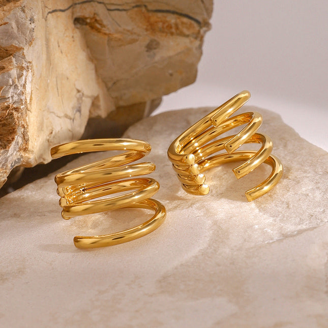 Jieding European and American stainless steel geometric ear clips, high-end niche ear rings, titanium steel ear buckles, non-fading ear jewelry, cross-border