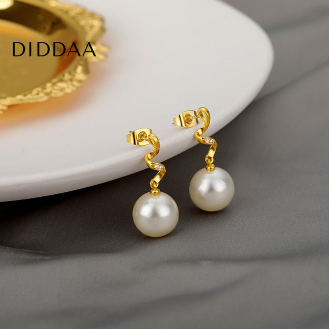 Pebble Earrings | Gold Simple Pearl Drop Earrings - Earrings