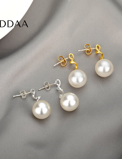 Pebble Earrings | Gold Simple Pearl Drop Earrings - Silver - Earrings