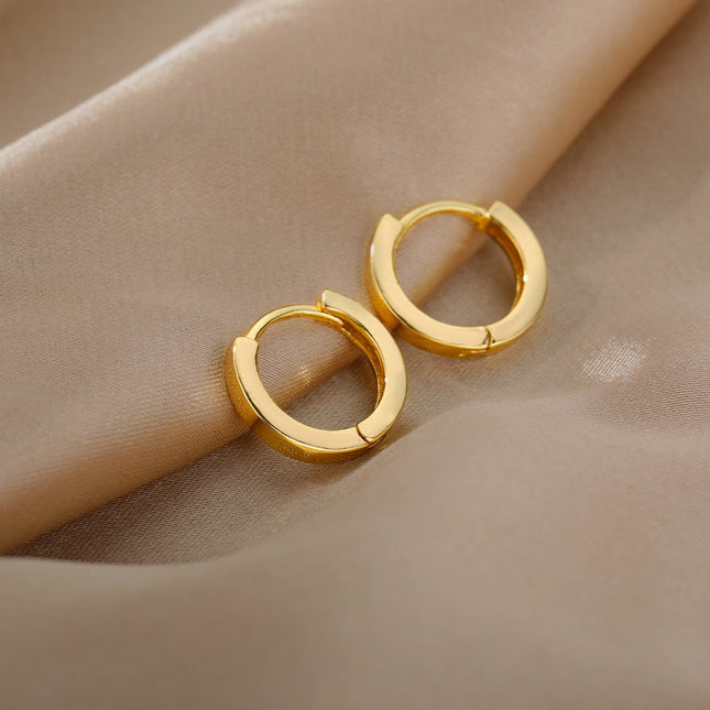 Pecan Earrings | Gold Simple Cute Hoop Earrings - Gold - Earrings