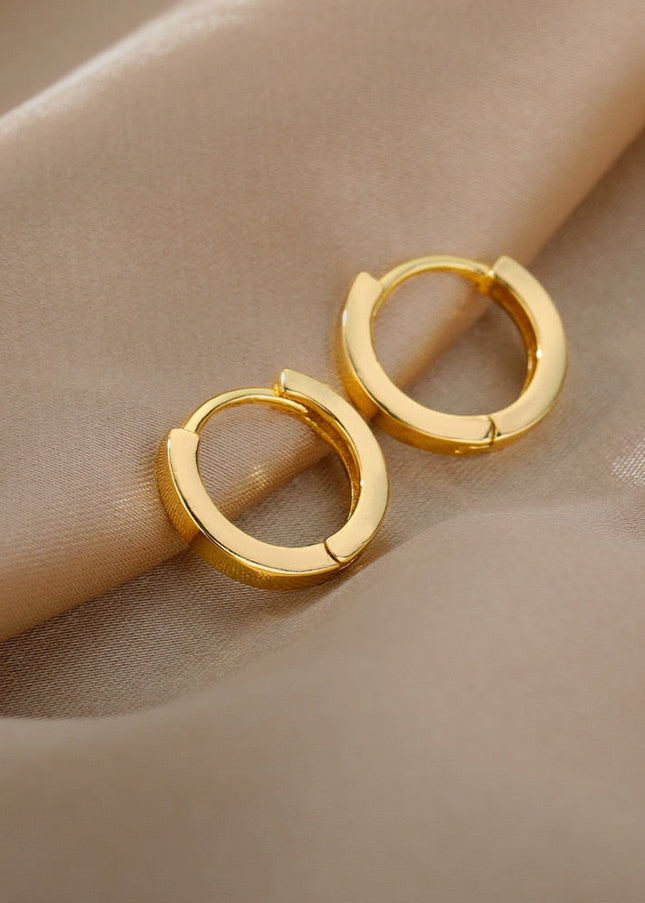 Pecan Earrings | Gold Simple Cute Hoop Earrings - Gold - Earrings
