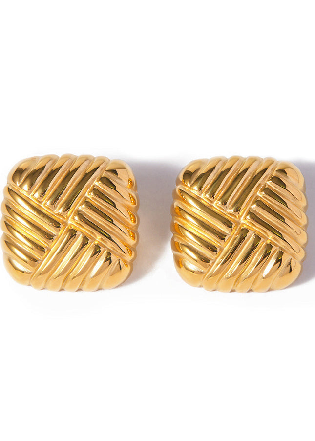 Jieding European and American gold titanium steel stud earrings do not fade earrings, women's light luxury, high-end earrings, stainless steel jewelry cross-border