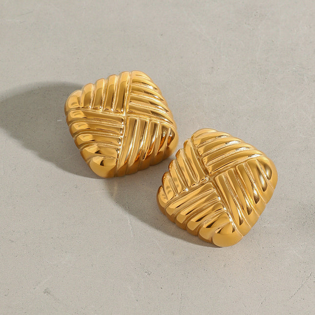 Jieding European and American gold titanium steel stud earrings do not fade earrings, women's light luxury, high-end earrings, stainless steel jewelry cross-border