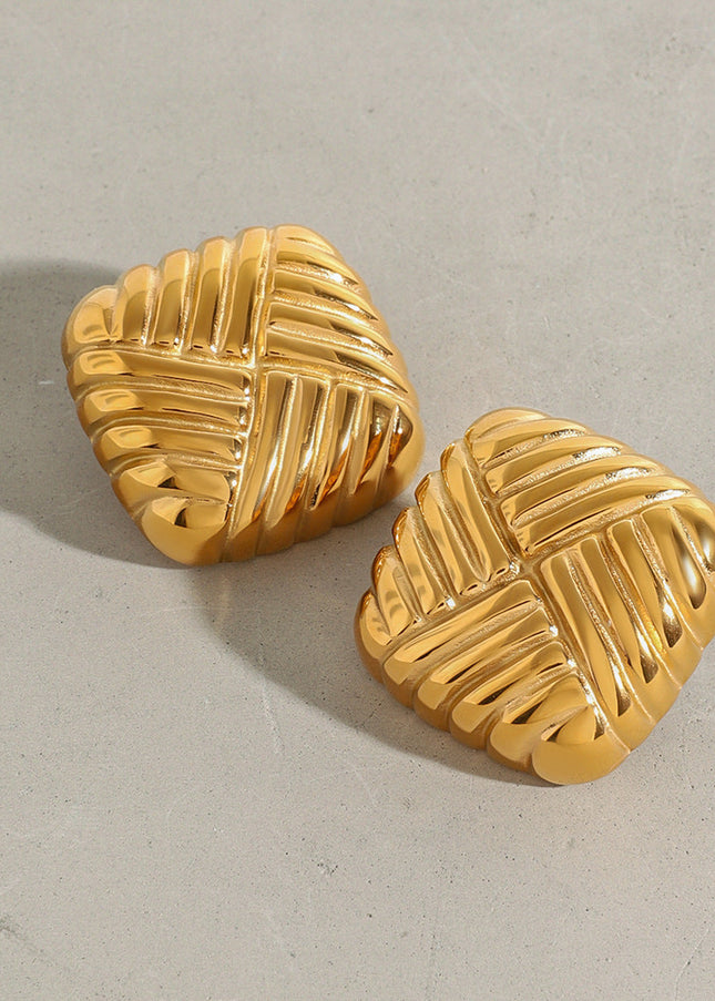 Jieding European and American gold titanium steel stud earrings do not fade earrings, women's light luxury, high-end earrings, stainless steel jewelry cross-border