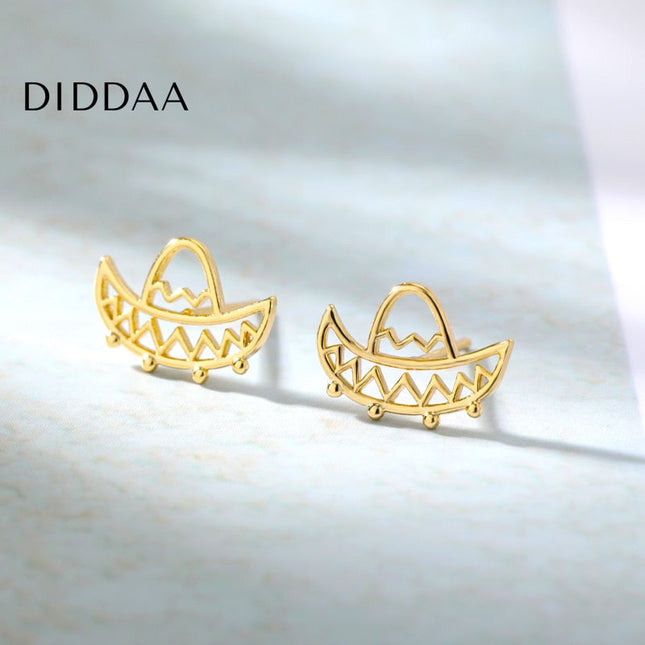 Pentillante Earrings | Gold Hollow Sombrero Stud Earrings - Earrings