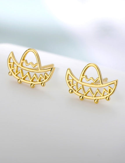 Pentillante Earrings | Gold Hollow Sombrero Stud Earrings - Gold - Earrings