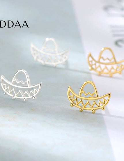 Pentillante Earrings | Gold Hollow Sombrero Stud Earrings - Silver - Earrings