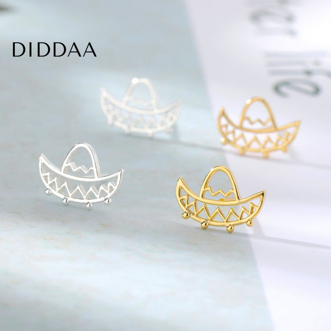 Pentillante Earrings | Gold Hollow Sombrero Stud Earrings - Silver - Earrings