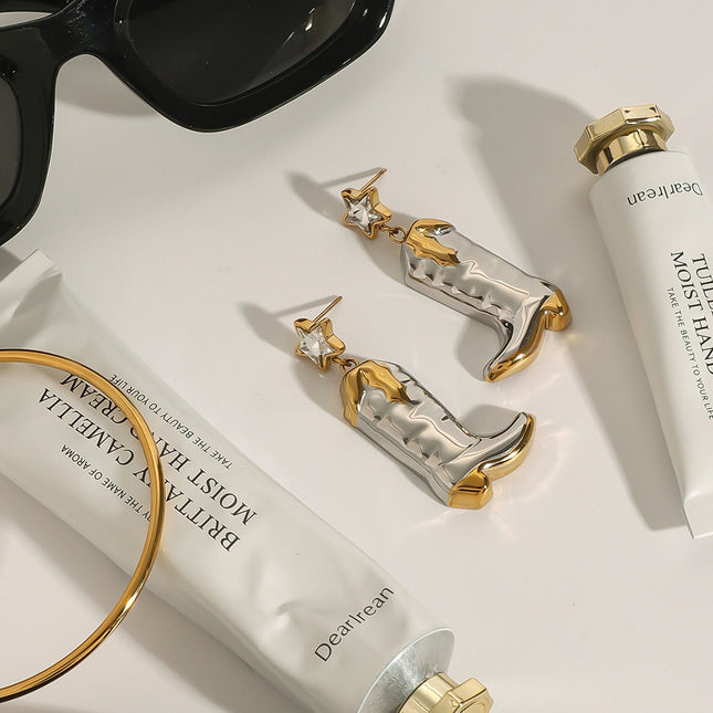 Jieding European and American titanium steel stud earrings high-end light luxury earrings personality earrings cross-border stainless steel jewelry earrings