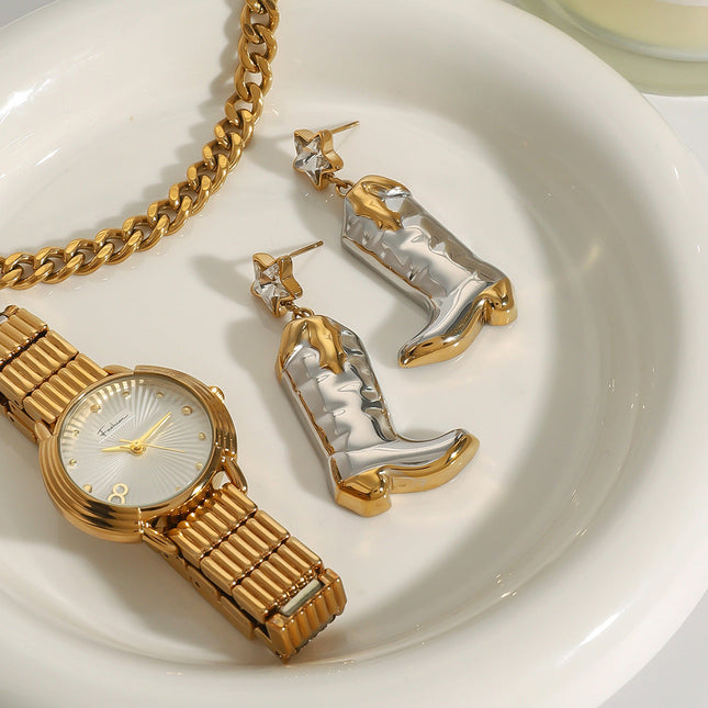 Jieding European and American titanium steel stud earrings high-end light luxury earrings personality earrings cross-border stainless steel jewelry earrings